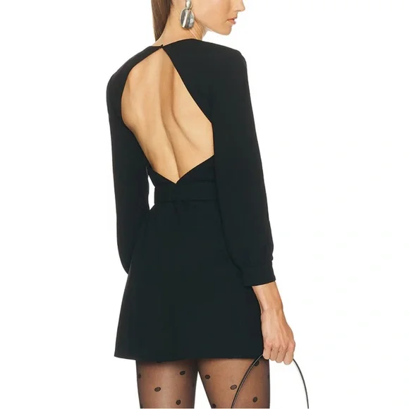 NWT YSL Saint Laurent Open Back Long Sleeve Mini Dress